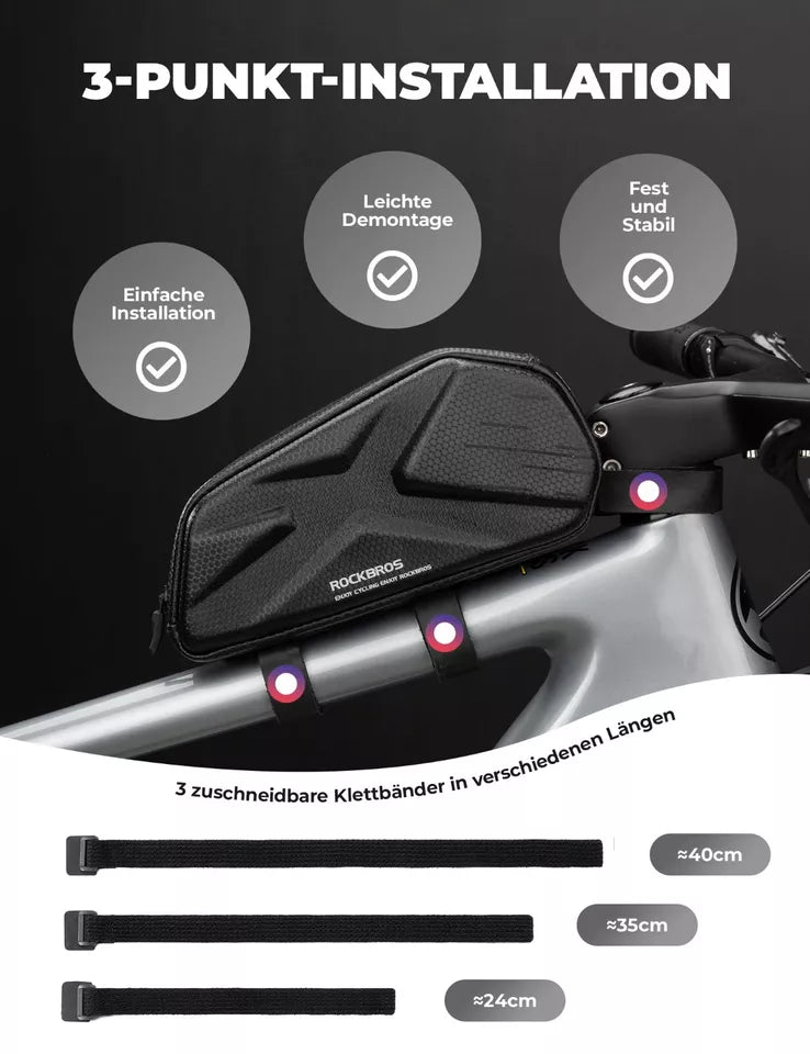 ROCKBROS 1.4L чанта за рамка велосипедна чанта за велосипедни рамки водоустойчива до 6.8 инча