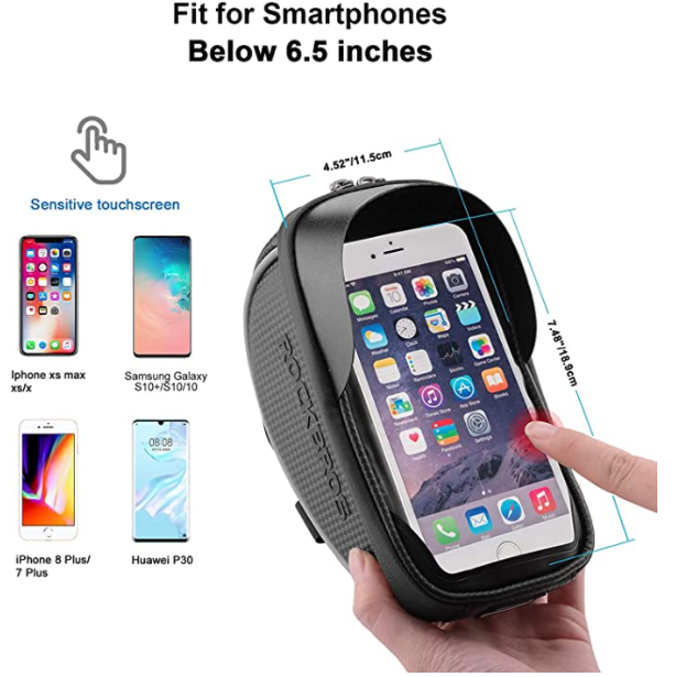 ROCKBROS 010-4BK Чанта за кормило водоустойчива чанта за мобилен телефон до 6,0 инча