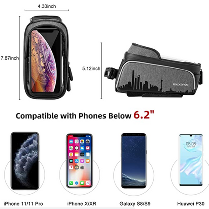 Водоустойчива чанта за велосипедна рамка ROCKBROS 017-5 за мобилни телефони до 6,5 инча