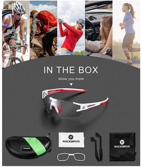 ROCKBROS 10125 Фотохромни велосипедни стъкла, прозрачни самозатъмняващи се
