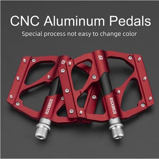 ROCKBROS 2020-12B Велосипедни педали MTB Алуминиеви 9/16 инча черни/червени