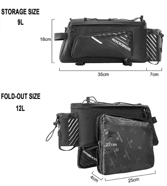 ROCKBROS A9-BK Багажна чанта Сгъваеми странични чанти 9-12L Черен