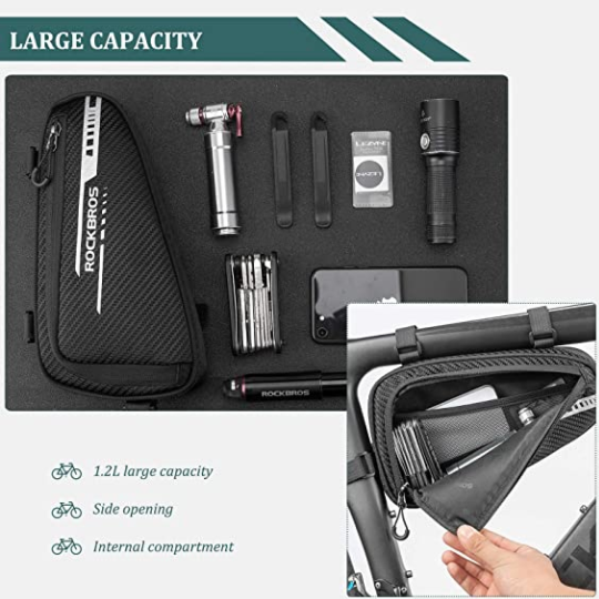 ROCKBROS B75 чанта за велосипедна рамка триъгълна чанта 1.2L черна