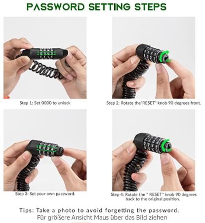 Ключалка за каска ROCKBROS Ключалка със стоманен кабел 150см/4.6мм секретна ключалка от цинк и PVC