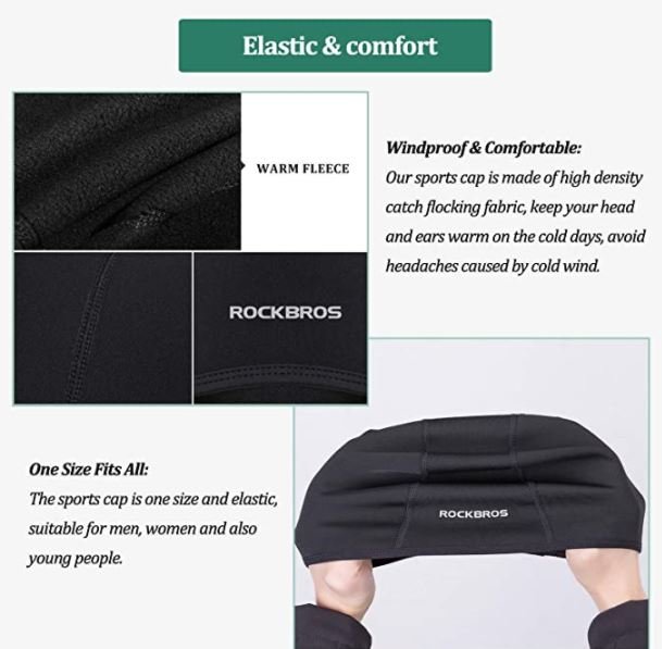 Термо шапка за колоездене под основната шапка ROCKBROS LF041BK, 2 бр.