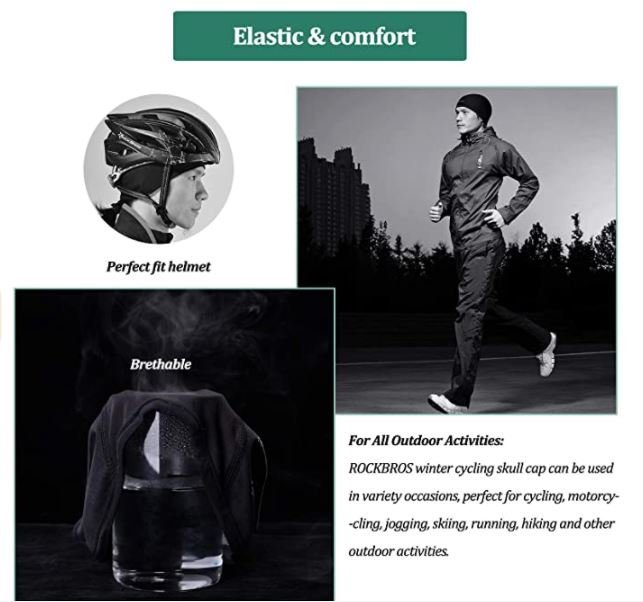 Термо шапка за колоездене под основната шапка ROCKBROS LF041BK, 2 бр.