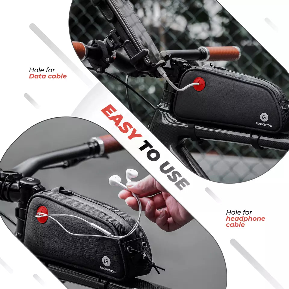 ROCKBROS чанта с рамка с отвор за слушалки велосипедна чанта с горна тръба MTB