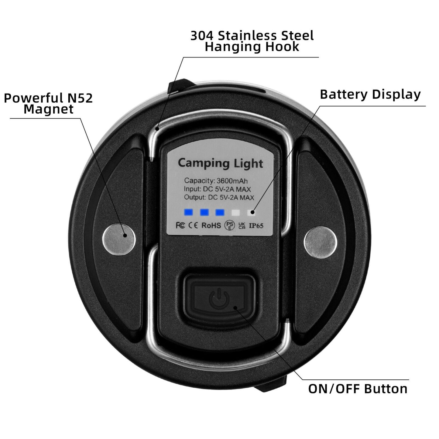 Фенер за къмпинг на открито ROCKBROS USB фенерчета 600 лумена IPX65 LED батерия