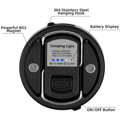 Фенер за къмпинг на открито ROCKBROS USB фенерчета 600 лумена IPX65 LED батерия