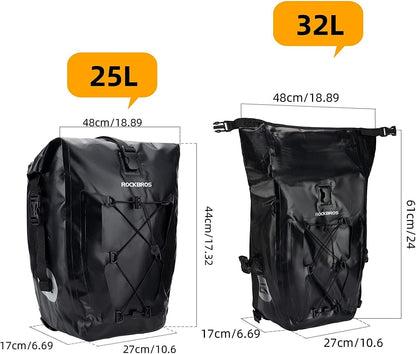 ROCKBROS Водоустойчива чанта за багажник Чанта за багажник Велосипедна чанта 25L 5 цвята