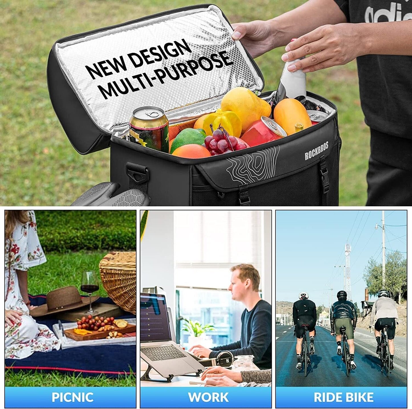 ROCKBROS велосипедна чанта изолираща чанта за пикник чанта за багажник 11L