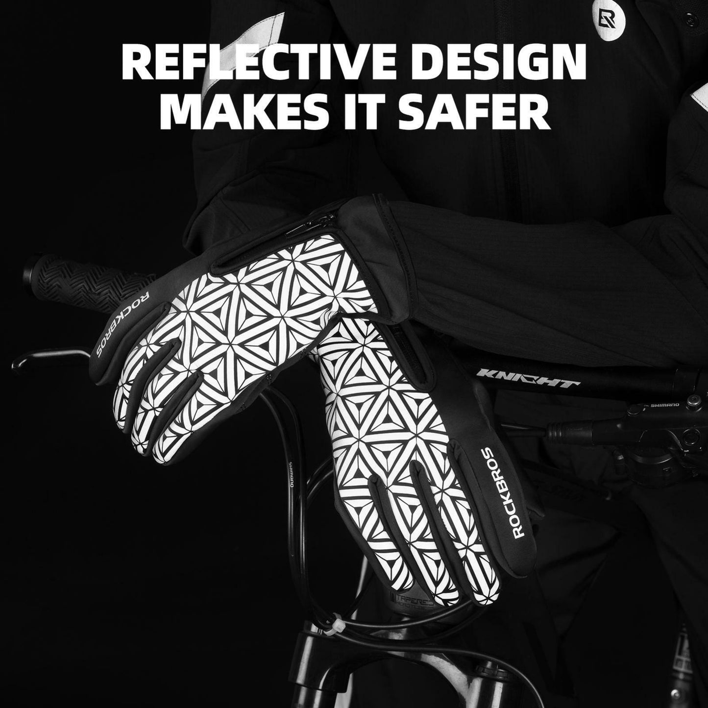 ROCKBROS S077-8 Мотоциклетни велосипедни ръкавици Сензорен екран Ветроустойчиви Топли ски спортни MTB