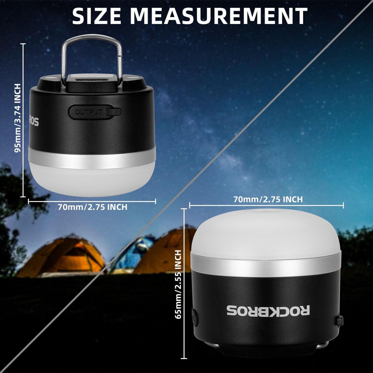 Фенер за къмпинг на открито ROCKBROS USB фенерчета 600 лумена IPX65 LED батерия