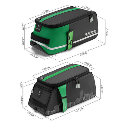 ROCKBROS Водоустойчива чанта за багажник за велосипеди 4L Голяма чанта за задна седалка Опаковъчна чанта