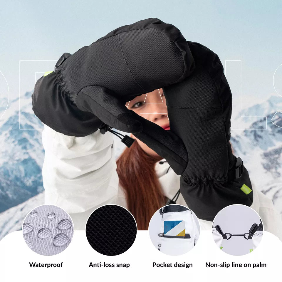 Qunature Топли ски ръкавици Водоустойчиви ръкавици за сноуборд XS-XL жени/мъже