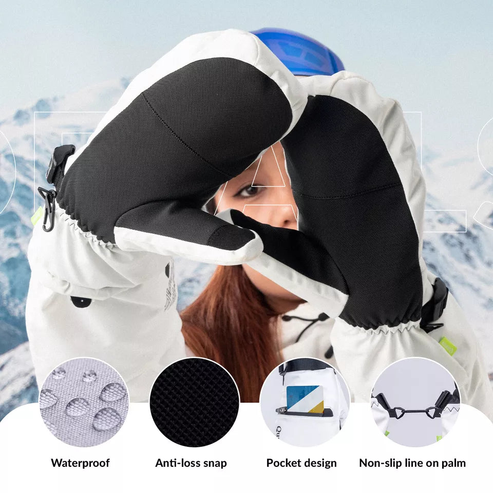 Qunature Топли ски ръкавици Водоустойчиви ръкавици за сноуборд XS-XL жени/мъже
