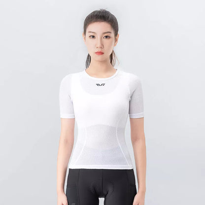 ROCKBROS дамска фитнес спортна тениска фитнес спортна бяла спортна функционална тениска с къс ръкав