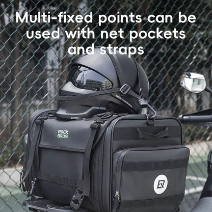 ROCKBROS мотоциклетна опашна чанта 50L с дъждобран, седалка, PVC отзад, сгъваема