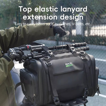 ROCKBROS мотоциклетна опашна чанта 50L с дъждобран, седалка, PVC отзад, сгъваема