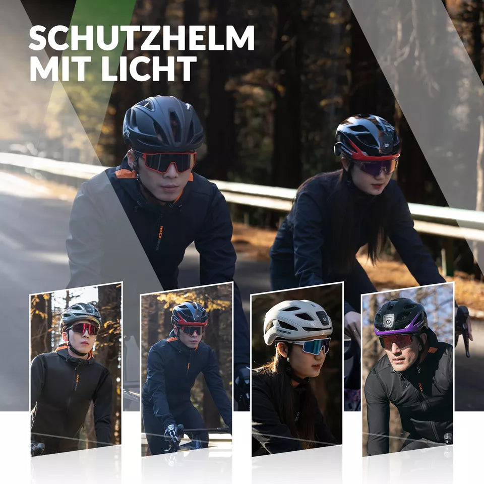 ROCKBROS велосипедна каска велосипедна каска с предупредителна светлина за безопасност защитна каска 57-61 см