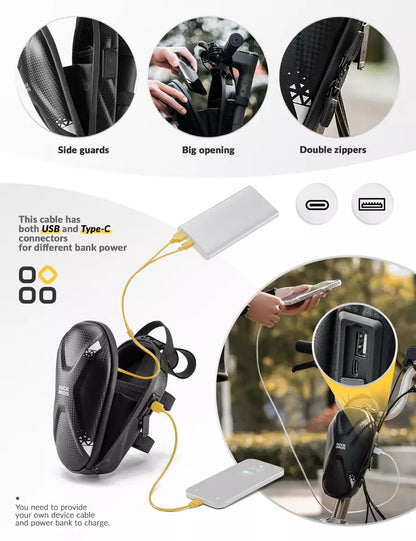 ROCKBROS Чанта за електронен скутер Водоотблъскваща 1.3L Чанта за кормило Преден джоб PU