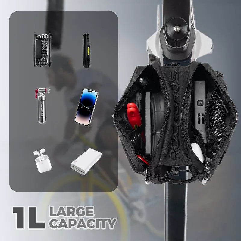 ROCKBROS 1L велосипедна чанта с двойна рамка горна тръба чанта отпред 5 цвята за шосеен велосипед MTB