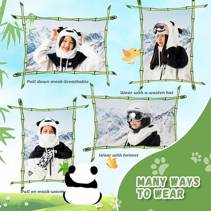 Qunature зимна балаклава ски маска за деца и родители панда дизайн маски за цялото лице балаклава за есенни и зимни дейности на открито като ски мотоциклетизъм колоездене